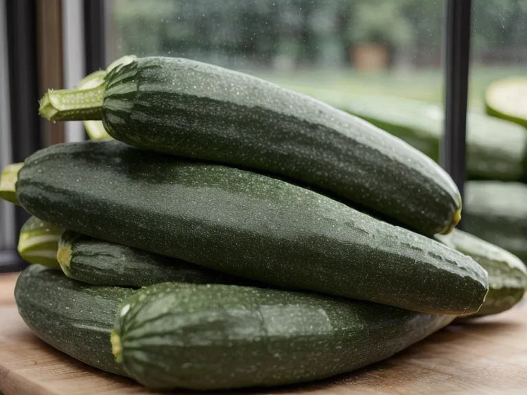 Courgettes fraîches sur une planche à découper dans une cuisine lumineuse.
