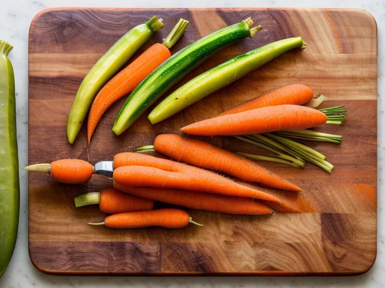 planche à découper en bois avec des légumes fraîchement coupés pour une session de batch-cooking