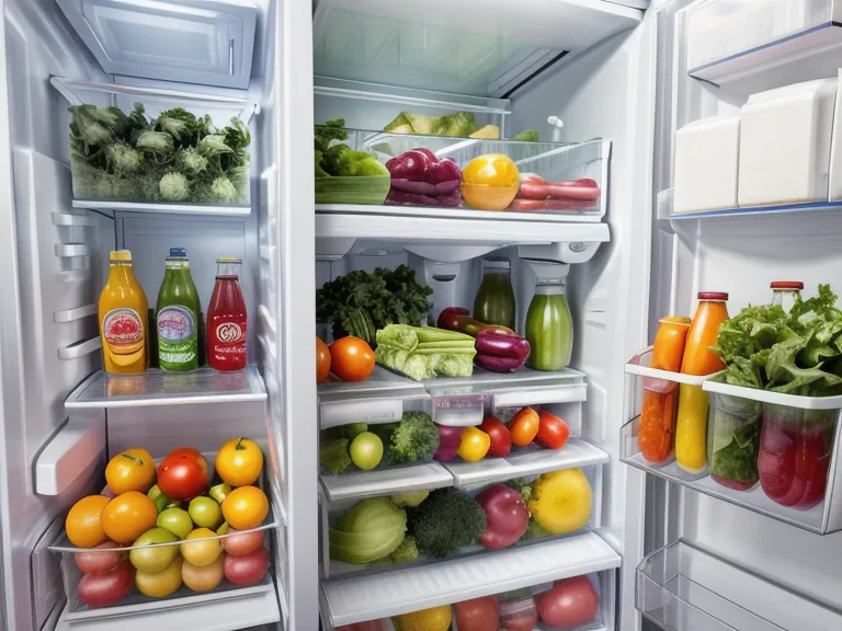 Réfrigérateur organisé avec des boîtes de batch cooking et légumes de saison prêts pour la semaine