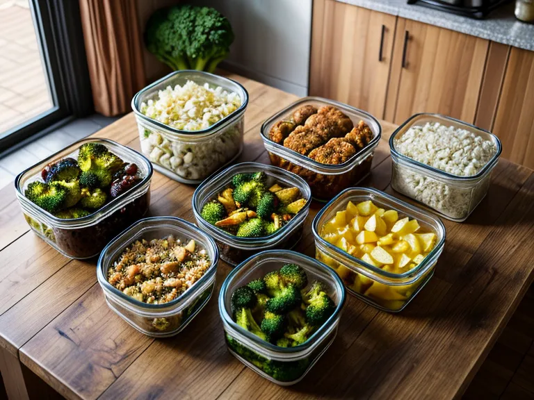 boîtes de batch-cooking garnies de repas légers préparés à l'air fryer pour la semaine