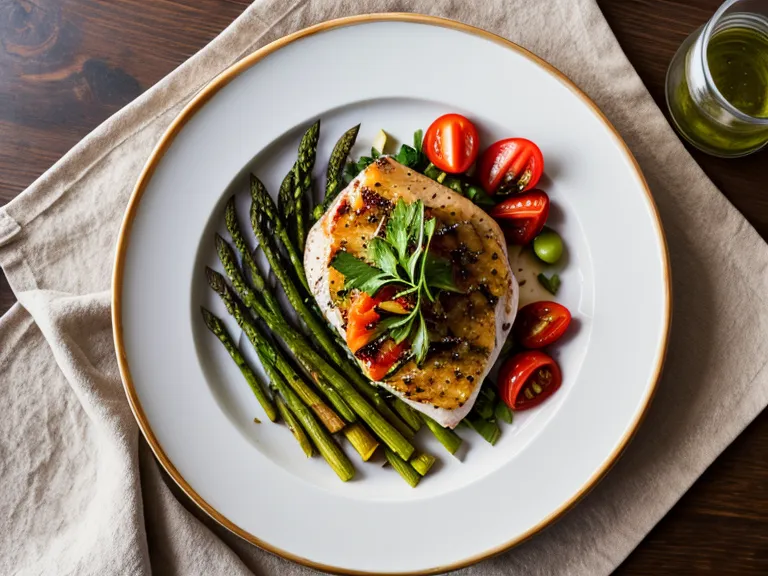 Assiette de dîner léger et gourmand pour un repas en famille, papa cuisine